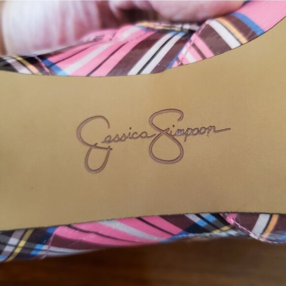 Jessica Simpson High Heel Ankle Boots Pink Plaid Size 6 - Picture 7 of 11